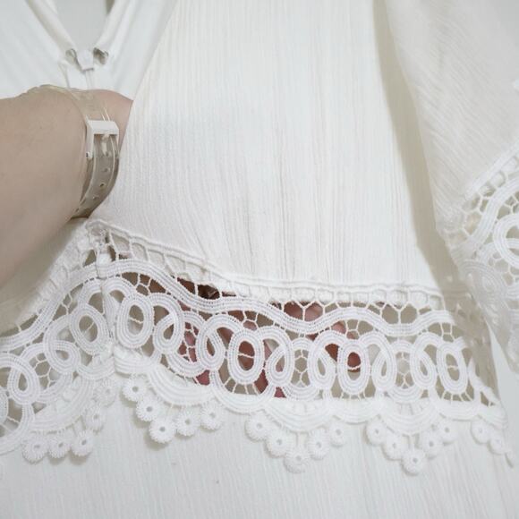 Lulus Sweeten the Occasion White Lace Short Sleeve Maxi Dress L Wedding Boho - Picture 5 of 11